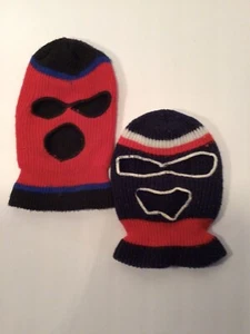 LOT VINTAGE 60s 70s 80s 3 Hole Tri-color Balaclava Winter Knit Face Ski Mask Hat - Picture 1 of 7