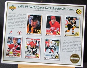 90 91 UPPER DECK ALL ROOKIE TEAM COMMEMORATIVE SHEET - Picture 1 of 1