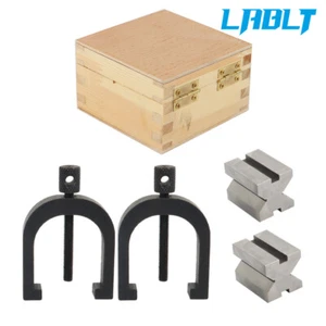LABLT 90 Degree Angle 1-5/8" ×1-1/4" ×1-1/4" V-Block & Clamp Set Hardened Steel - Picture 1 of 12