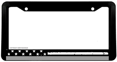 Support Correction Officers USA Flag Silver Colored Line License Plate Frame - Image 1 of 2