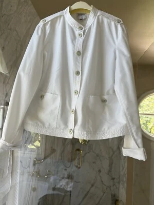 Vintage Women’s Armani Collezioni Sz 12 White Shorty Windbreaker - Image 1 of 4
