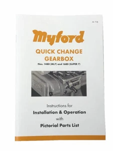 New Myford Revised Lathe Quick Change Gearbox Manual - Direct From Myford Ltd