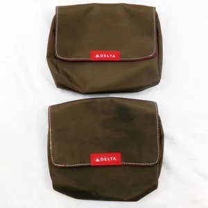 2 Delta Airline Travel Flight Empty Bags Brown Zippered Bag - Picture 1 of 11