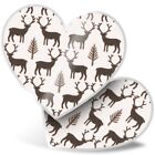 2 x Heart Stickers 7.5 cm - Reindeer Pattern Christmas  #3614