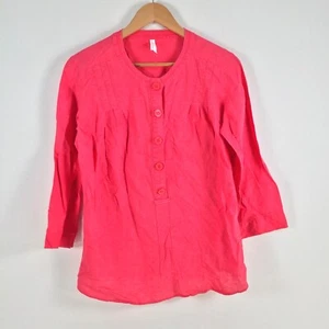 Marks and spencer womens blouse top size 10 pink 3/4 sleeve linen cotton 036685 - Picture 1 of 10
