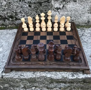 Luxury Wooden Chess Set Staunton Pieces with Vintage Chess Board π - Picture 1 of 9