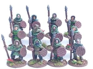 MINIATUREMEN 28MM FANTASY MEDIEVAL OUTLAW WITH SPEARS. 12 FIGS. PTD. BROWN 1293 - Picture 1 of 5