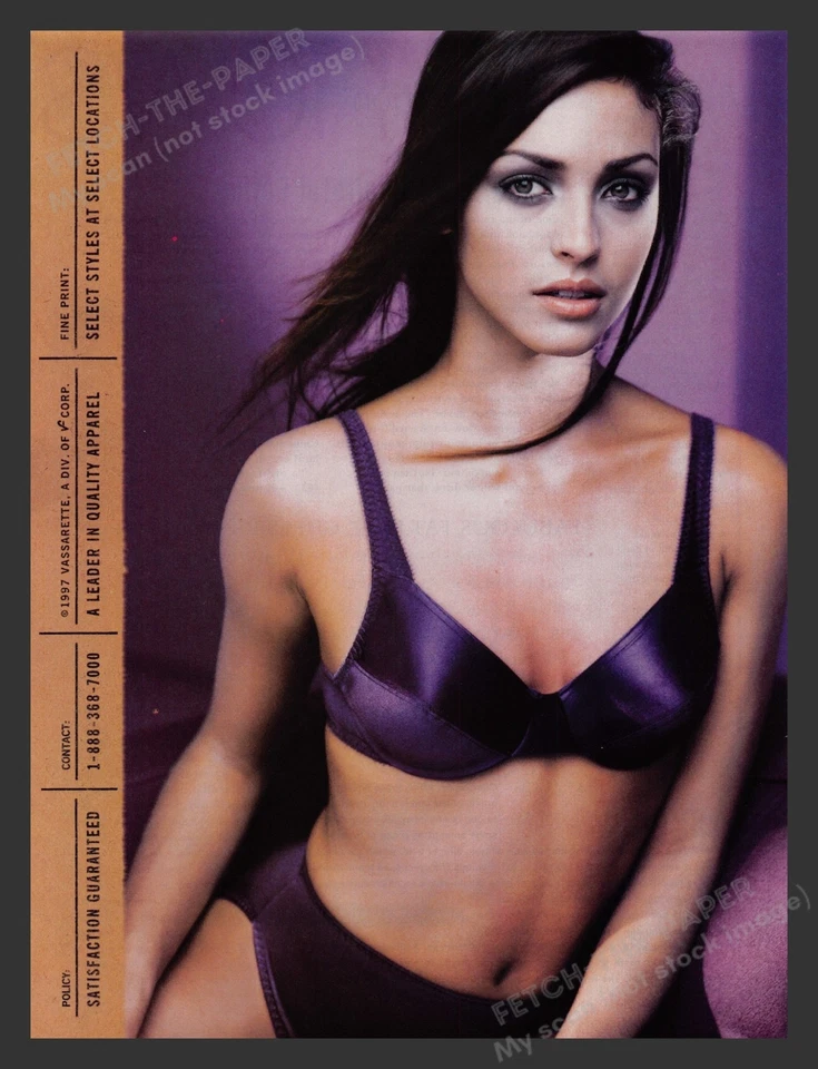 Sujetador y bragas Vassarette años 90 publicidad estampada 1997 púrpura satinado Foto 1 de 1