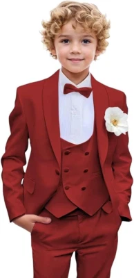 Traje ajustado de 3 piezas para niños Trajes de esmoquin para niños Baile de graduación Boda Fiesta Formal Foto 1 de 4