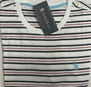 New U.S Polo Assn. Men's Short Sleeve T-Shirt White Stripe Size XL $20.00 - Picture 1 of 3
