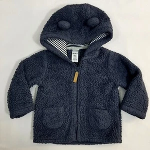 Chaqueta con Capucha Carters Bebé Niño Azul Esponjosa 9M Con Cremallera y Bolsillos - Imagen 1 de 8