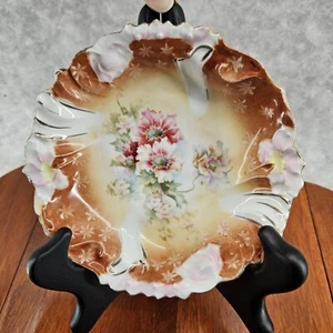 S&T RS Germany Small Scalloped Fluted Porcelain Berry Bowl Floral Gold Trim EUC - Picture 1 of 8