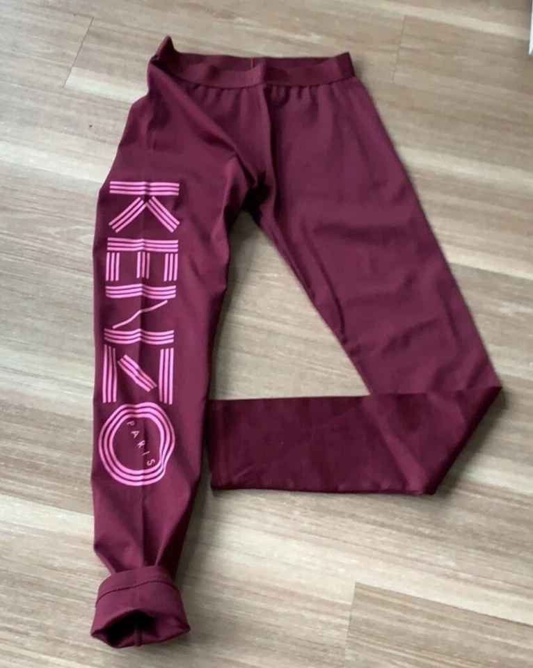 Kenzo Women’s LeggingsParis' Knit Print Logos Fuchsia Legging Bordeaux SZ S New - Image 1 of 2