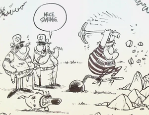 Pete Rose Breaking Rocks in Jail Ball & Chain Editorial Cartoon Drew Litton - Picture 1 of 2