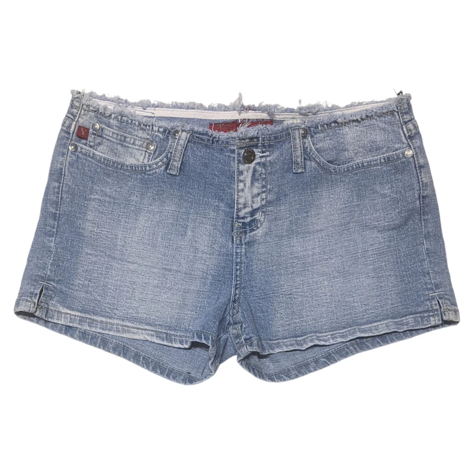 Pantalones Cortos de Jean YMI Vintage Juniors Talla 9 Dobladillo Crudo Cintura Y2K Denim Lavado Ligero Grunge Foto 1 de 4