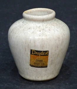 DRYDEN POTTERY Vintage ART DECO / MCM Mini Vase with PAPER LABEL / SIGNED - Picture 1 of 3