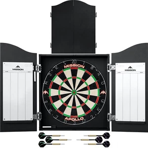 Mission Home Darts Centre Apollo Dartboard, Cabinet, 6 Darts, Scoreboards, Pen - Picture 1 of 1