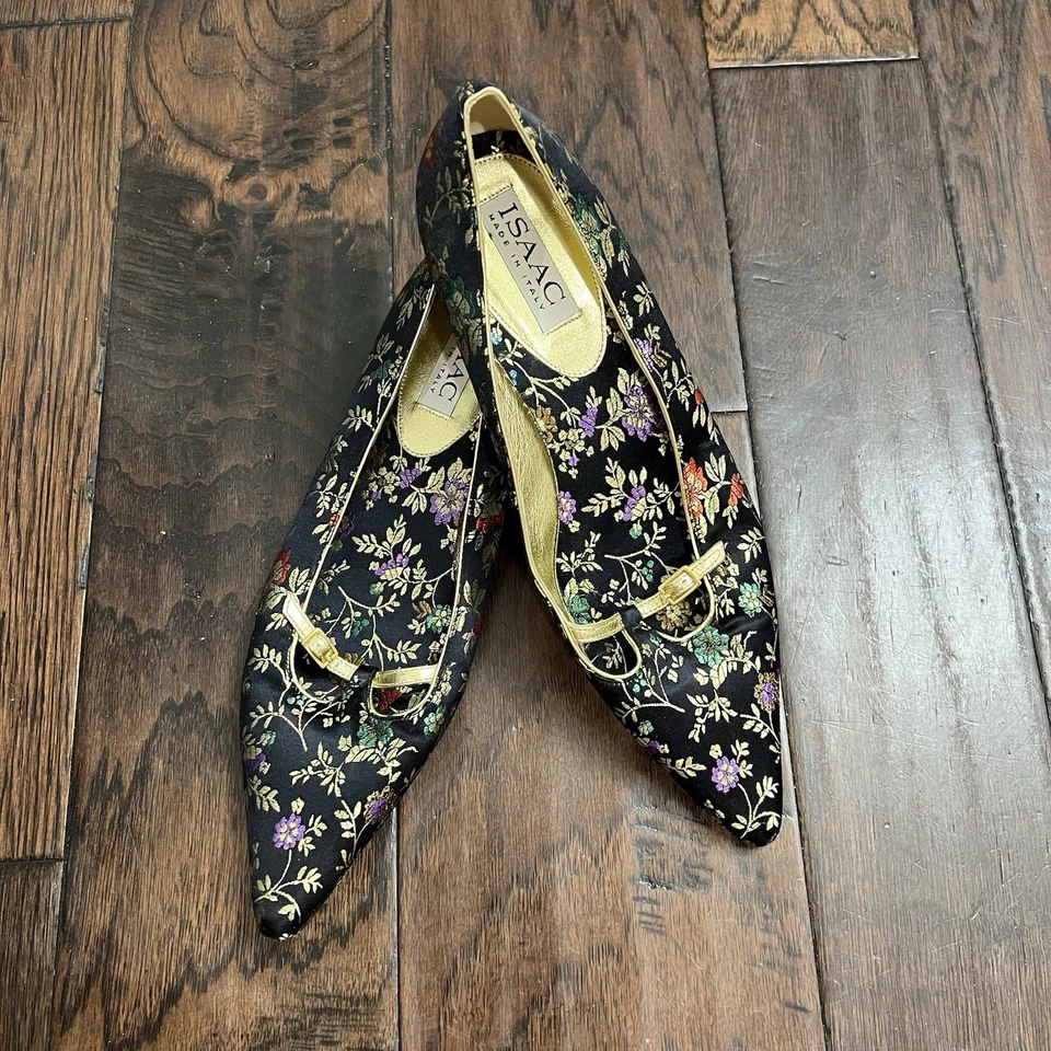Vintage ISAAC Floral Silk Brocade Loafers - Image 1 of 4