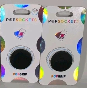 PopSockets wireless charging compatible NEW sealed 2 pack black swap your style - Picture 1 of 3