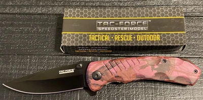 Navaja de Bolsillo Modelo Tac-Force Speedster TF-764PC Rosa Camuflada Nueva en Caja - K101 Foto 1 de 4