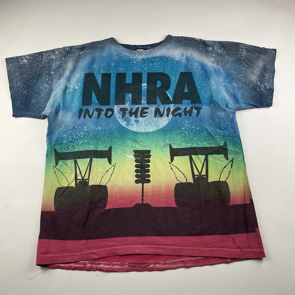 Camisa De Colección Años 90 NHRA Into The Night AOP Asociación Nacional Hot Rod Para Hombres Grande Foto 1 de 4