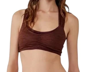 Free People Movement Zen Again Sports Bra Brown Ruched Crisscross Back Size S - Picture 1 of 6