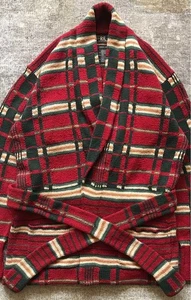 90s Vintage RRL Ralph Lauren Hand Knit Shawl Collar Check Cardigan Men’s Size M - Picture 1 of 10