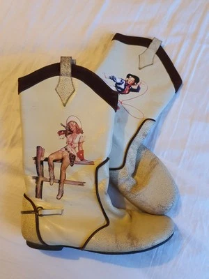 Irregular Choice Gil Elvgren Pin Up Girl Cowboy / Cowgirl Boots - Image 1 of 4