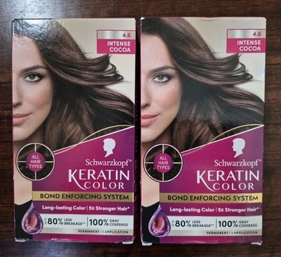 (2) Pack Schwarzkopf Keratin Color INTENSE CACAO 4.6 Kit de tinte para cabello unión permanente Foto 1 de 4