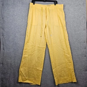 Pantalón Ralph Lauren Para Mujer Amarillo Lino Cordón Pierna Ancha Etiqueta Negra Talla 14 - Imagen 1 de 10