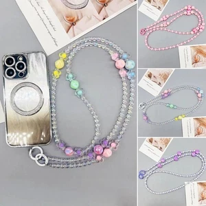 Laser Flower Bowknot Beads Wallet Necklace Chain Phone Anti Loss Lanyard Doll - Photo 1 sur 8