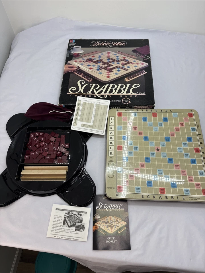 VINTAGE Scrabble Deluxe Edition COMPLETE Milton Bradley 1989 Crossword Word Game - Image 1 of 4
