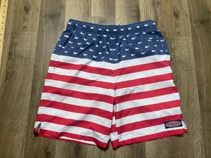 Vineyard Vines Shorts Youth Boys Large Red White Blue Striped Whale Swim Trunks - Picture 1 of 10