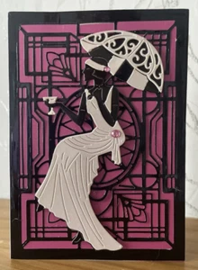 Tarjeta de cuaderno hecha a mano A6 Art Deco con temática de dama - Imagen 1 de 2