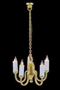 Dolls House 5 Arm Candle Light Chandelier 1:24 Scale Half Inch