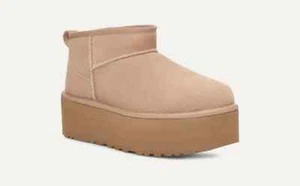 NIB UGG Womens's Classic Ultra Mini Platform in Sand - Picture 1 of 3