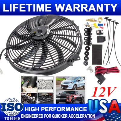 16" Thermo Fan Curved Blade 12V 3000cfm High Output PushPull Reversible Radiator Foto 1 de 4