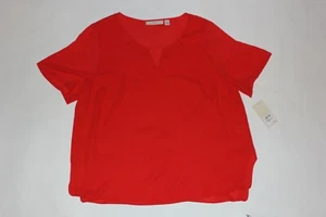 NWT Womens Sejour Slot Neck 100% Polyester Orange Shirt Top Plus Size 1X - Picture 1 of 6