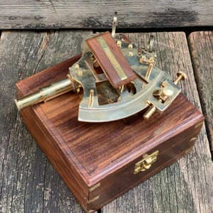 Marine Instruments Massif Soutiens - Gorge Sextant Avec Marron en Bois Boîte ♥ - Photo 1 sur 9