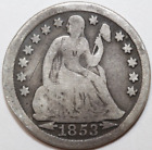 1853 Seated Liberty Dime Details grade bent # 0265