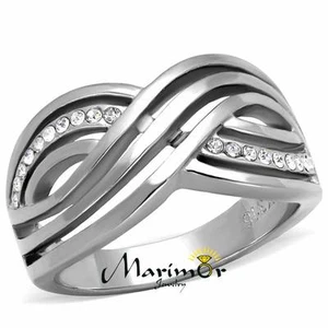 Anillo para mujer de corte redondo de cristal acero inoxidable aniversario/infinito talla 5-10 - Imagen 1 de 7