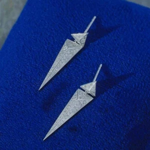 Solid 18K Gold Natural South African Diamond Drop Earrings - 0.50 Carat TDW - Picture 1 of 5