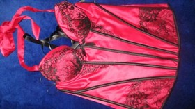 ANN SUMMERS UNDERWIRED  RED/BLACK  CORSET  SIZE  10  NWT  'PHOENIX'