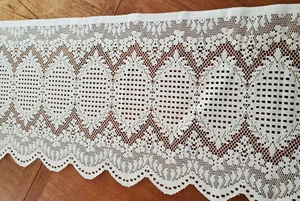 Spitze Cafe Vorhang Fenster Volant Blumen Gitter weiß 12 Yards L x 14" H rohe Enden - Bild 1 von 8