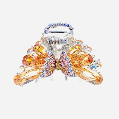 Butterfly Bow Hair Claw Jaw Clip made with Swarovski Crystal Hairpin Brown - Image 1 of 3