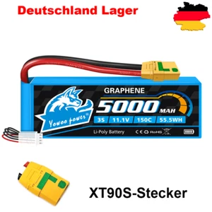 Yowoo 3S 5000mAh 11,1V 150C XT90S Graphen Lipo Akku Batterie für Drohne Flugzeug - Bild 1 von 8