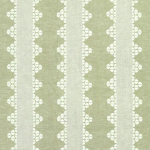 Thibaut Striped Art Deco Linen Print Fabric- Dhara Stripe / Green 3.35 yd F92937 - Picture 1 of 3