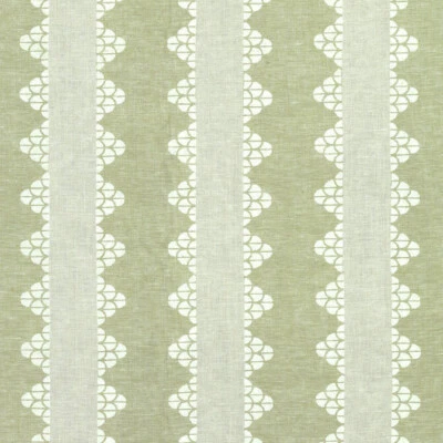 Thibaut Striped Art Deco Linen Print Fabric- Dhara Stripe / Green 3.35 yd F92937 - Image 1 of 3