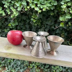 2.75" - 4 Antique Vintage Deco Era Apollo Hammered Silver Plate Small Goblets - Picture 1 of 4