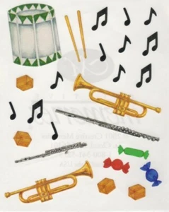 PEGATINA DE BLOQUE Creative Memories - batería, notas musicales, flauta, trompeta - Imagen 1 de 1